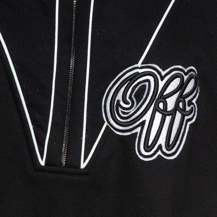 Pre Owned Off-White Black Cotton Knit Logo Crop Sweatshirt M