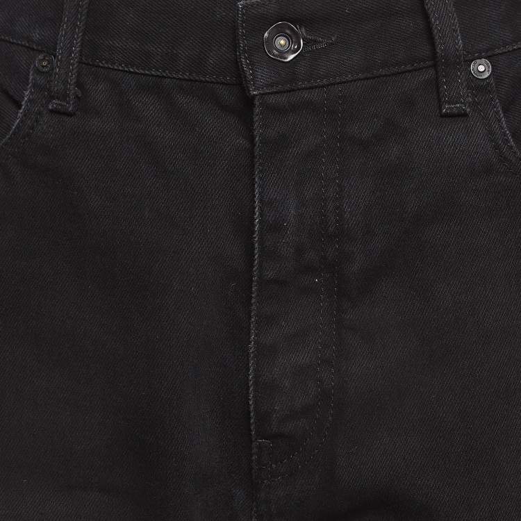 مملوكة مسبقًا Off-White Black Denim Straight Leg Jeans XL Waist 34"