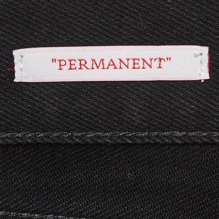 مملوكة مسبقًا Off-White Black Denim Straight Leg Jeans XL Waist 34"