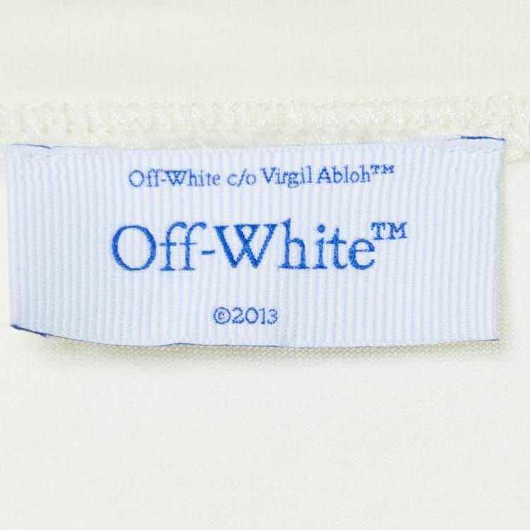Pre Owned Off-White Cream Cotton Bead Arrow Detail Crop Top S