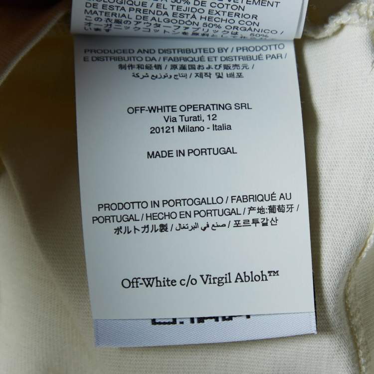 Pre Owned Off-White Cream Cotton Bead Arrow Detail Crop Top S