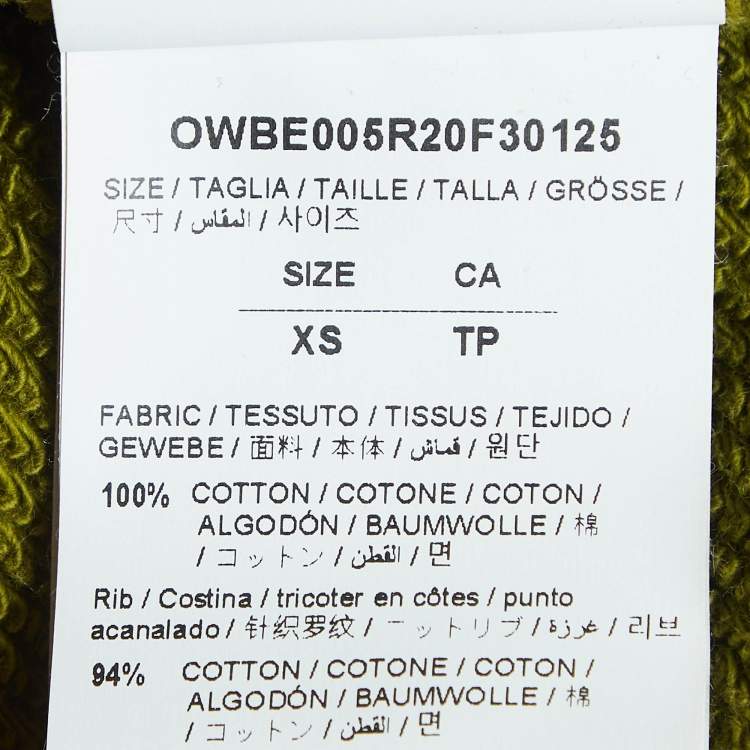 Pre Owned Off-White Green Arrow Print Cotton Zip-Up Hoodie XS