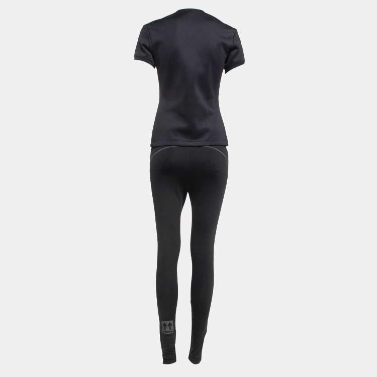 Pre Owned Off-White Black Jersey Active Wear T-shirt and Leggings Set S