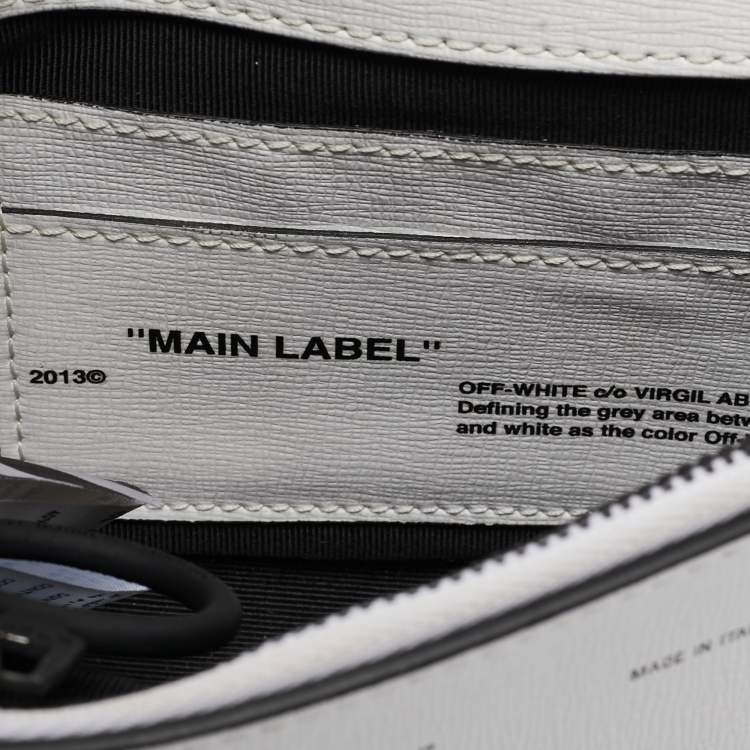 Pre Owned Off-White White/Black Diagonal Print Leather Mini Binder Clip Crossbody Bag