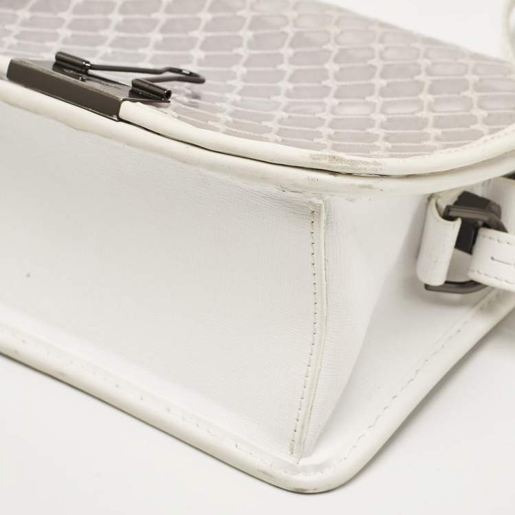 Pre Owned Off-White White/Clear PVC Net Binder Clip Crossbody Bag