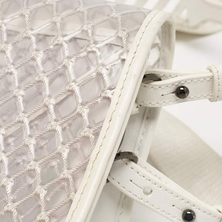 Pre Owned Off-White White/Clear PVC Net Binder Clip Crossbody Bag