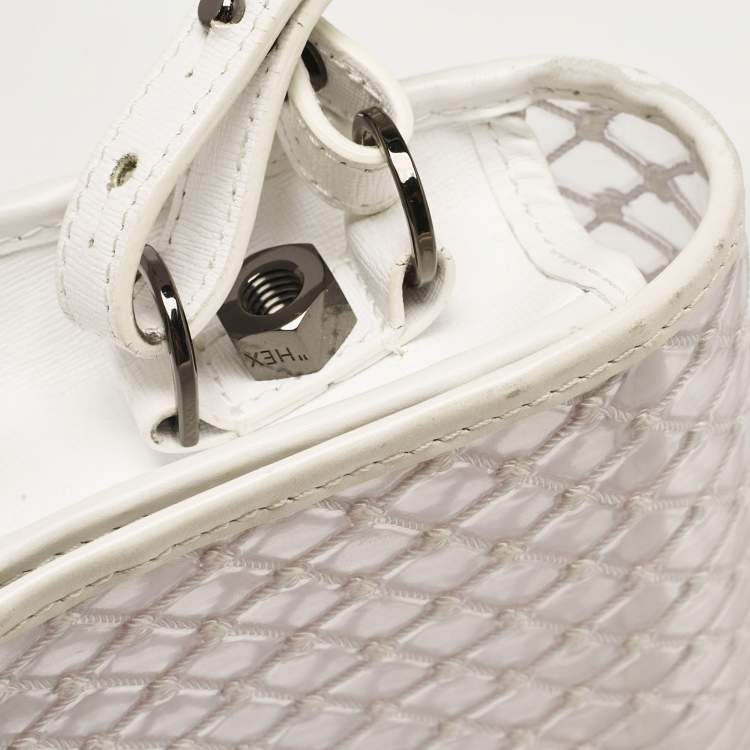 Pre Owned Off-White White/Clear PVC Net Binder Clip Crossbody Bag