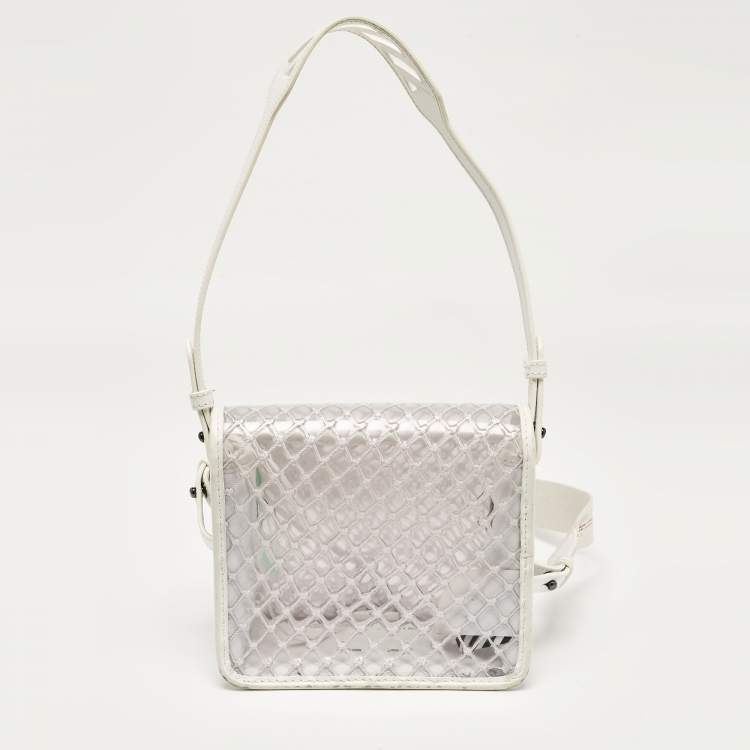Pre Owned Off-White White/Clear PVC Net Binder Clip Crossbody Bag