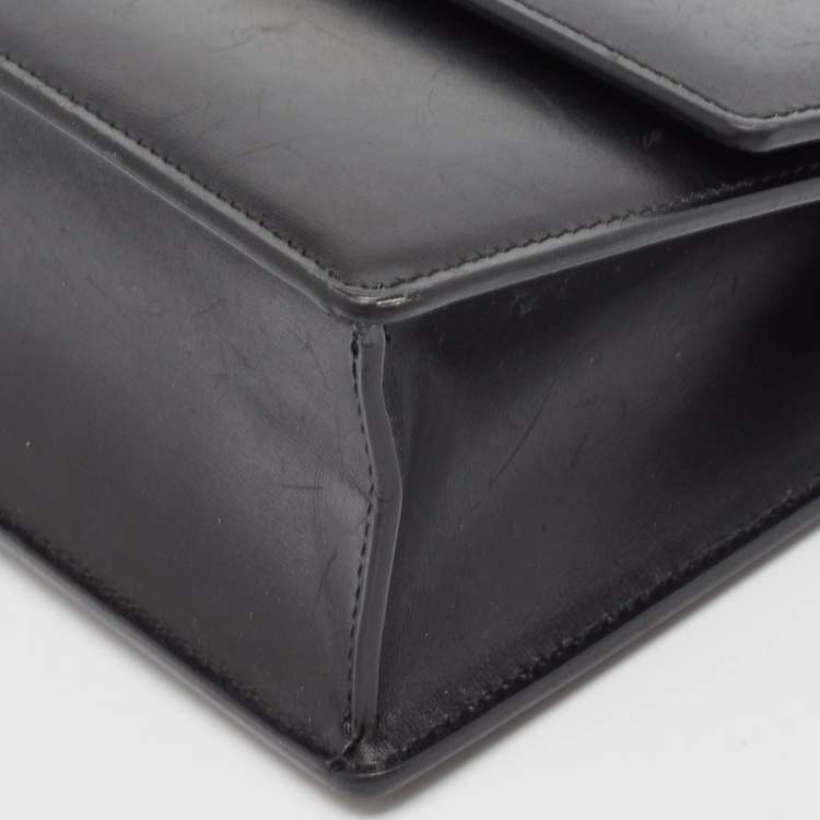 Pre Owned Off-White Black Leather 2.8 Jitney Top Handle Bag