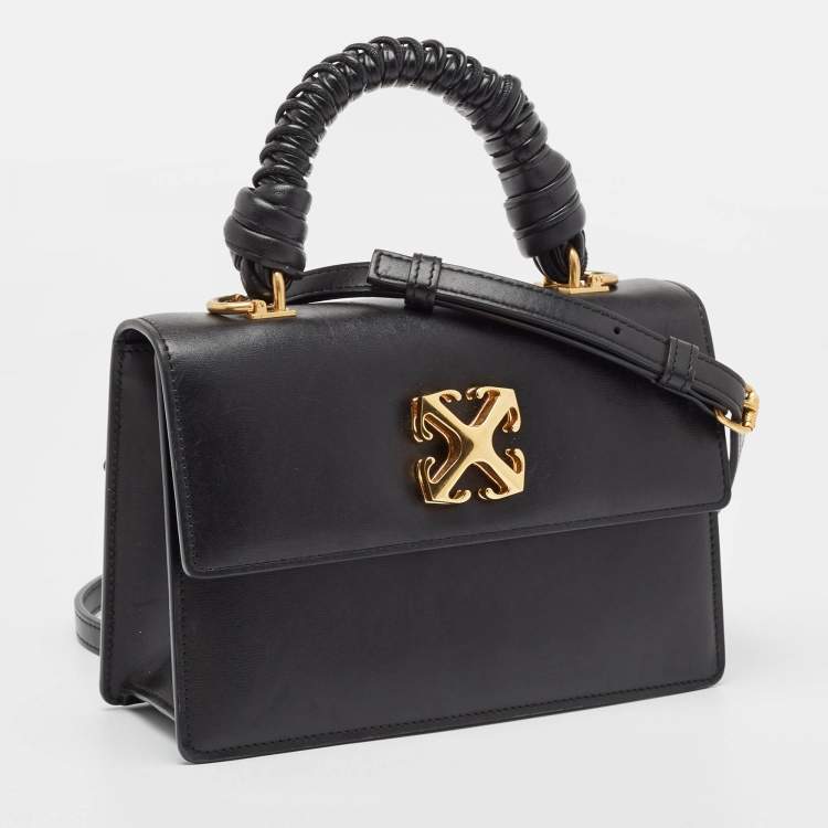 Pre Owned Off-White Black Leather 2.8 Jitney Top Handle Bag