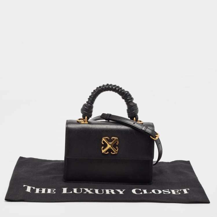 Pre Owned Off-White Black Leather 2.8 Jitney Top Handle Bag