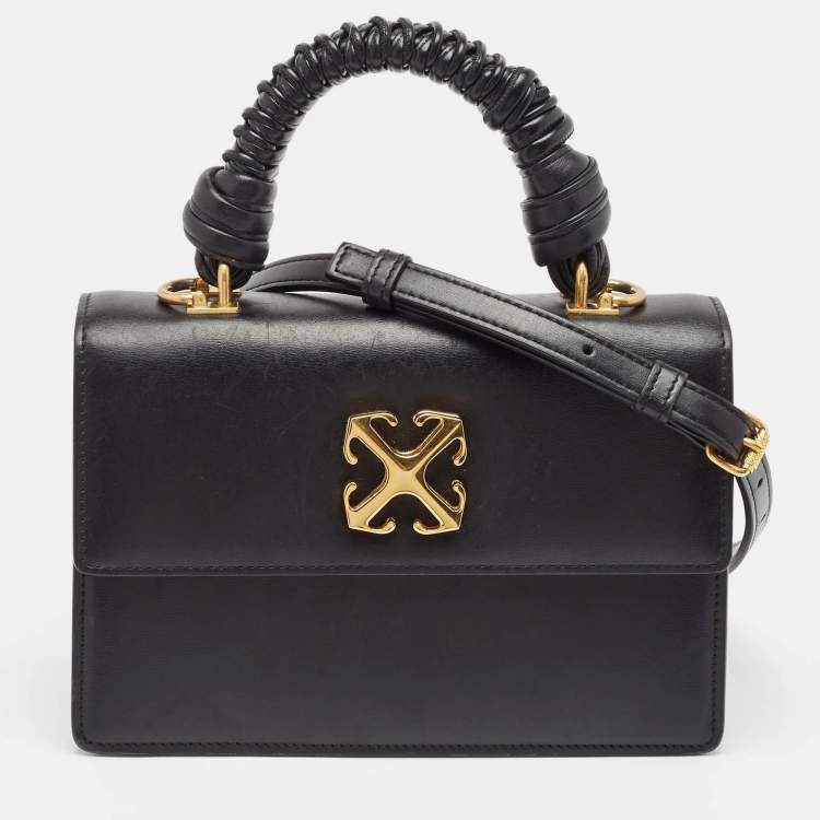 Pre Owned Off-White Black Leather 2.8 Jitney Top Handle Bag