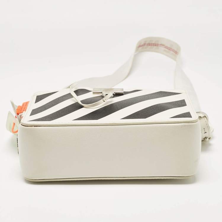 Pre Owned Off-White White/Black Leather Diag Camera Bag