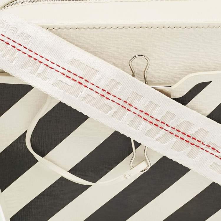 Pre Owned Off-White White/Black Leather Diag Camera Bag