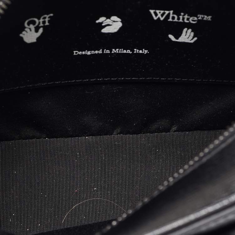Pre Owned Off-White Blue/White Diagonal Print Leather Binder Clip Camera Bag