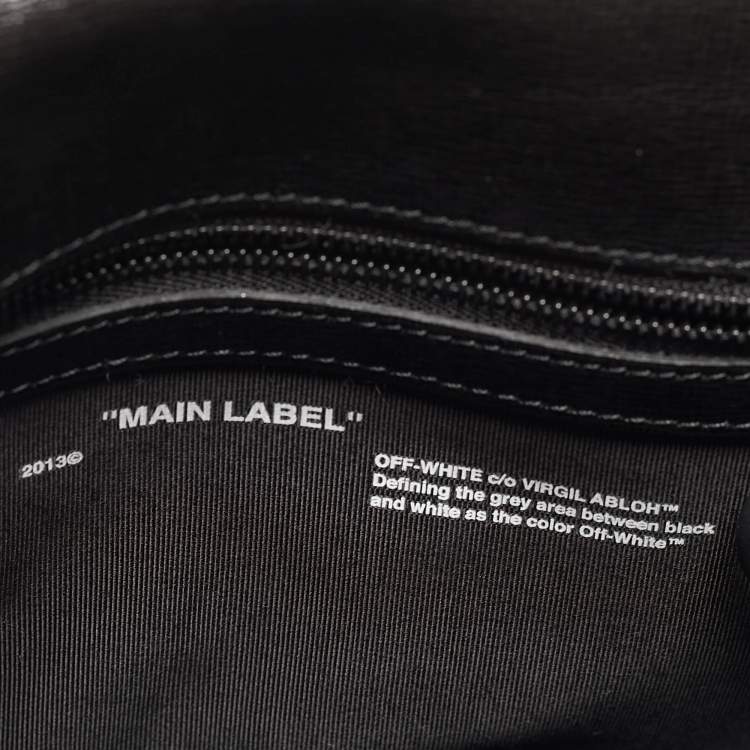Pre Owned Off-White Black/Grey Diagonal Print Leather Binder Clip Crossbody Bag