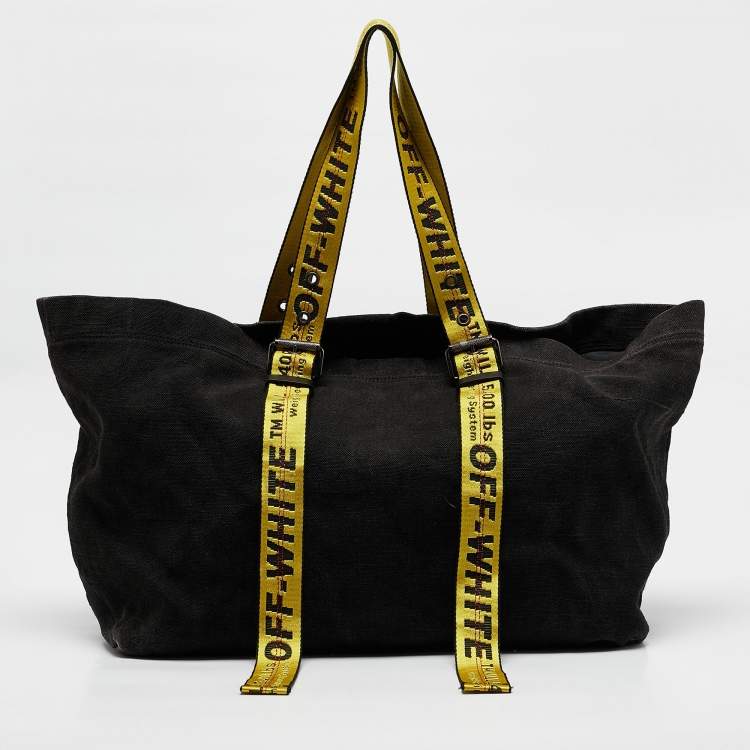 Pre Owned Off-White Black/Yellow Denim c/o Virgil Abloh Industrial Handle Tote 