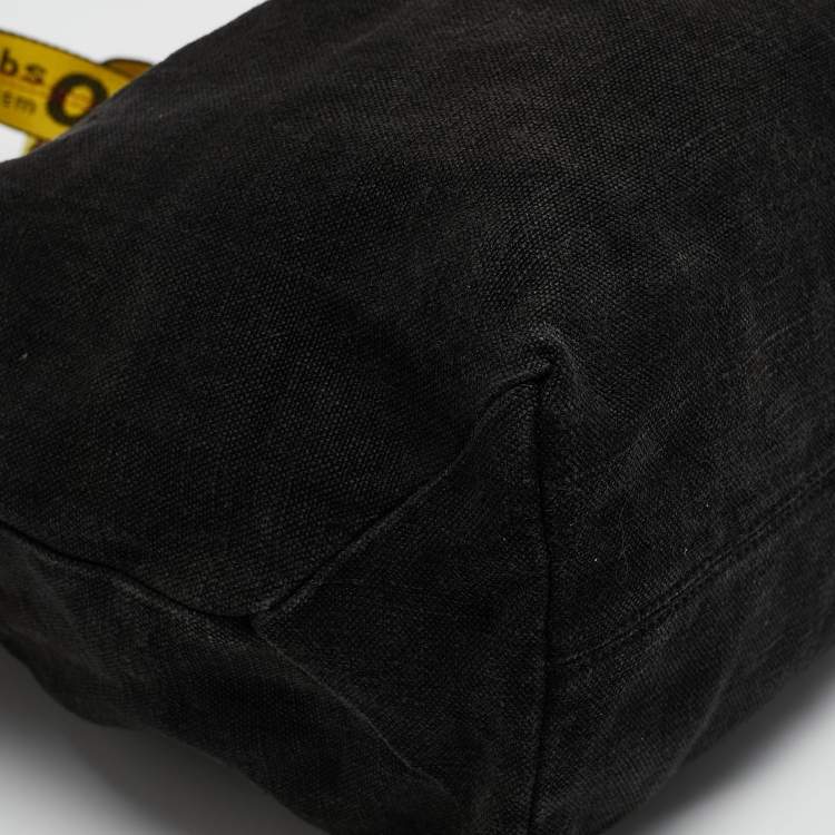 Pre Owned Off-White Black/Yellow Denim c/o Virgil Abloh Industrial Handle Tote 