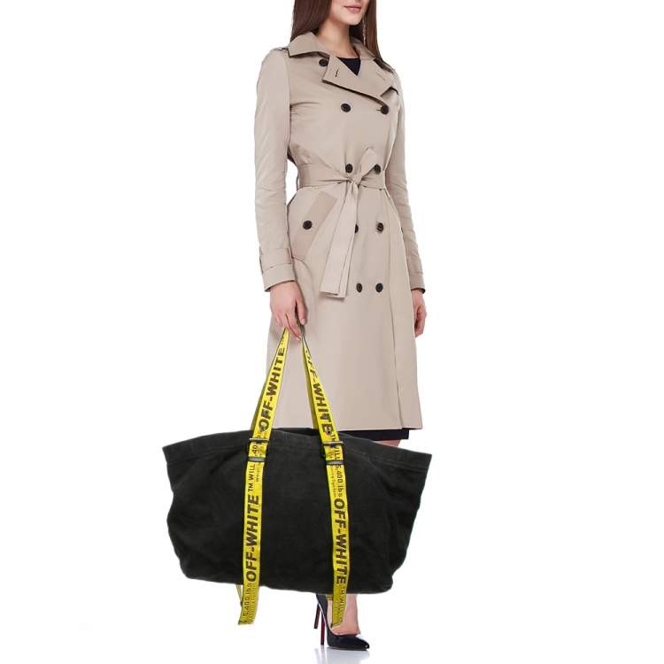 Pre Owned Off-White Black/Yellow Denim c/o Virgil Abloh Industrial Handle Tote 