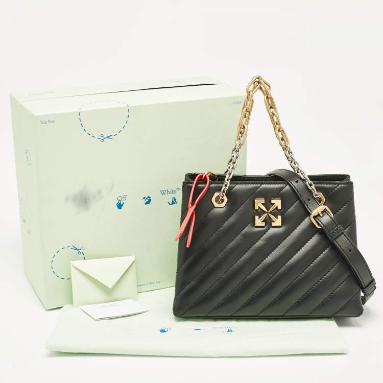 Pre Owned Off-White Black Quilted Leather Jackhammer 25 Tote