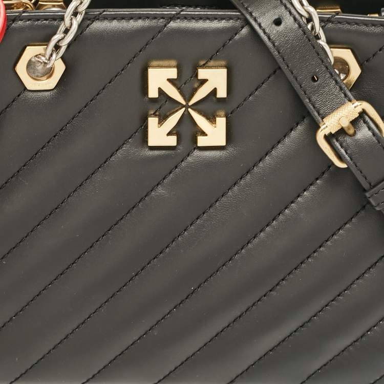 Pre Owned Off-White Black Quilted Leather Jackhammer 25 Tote