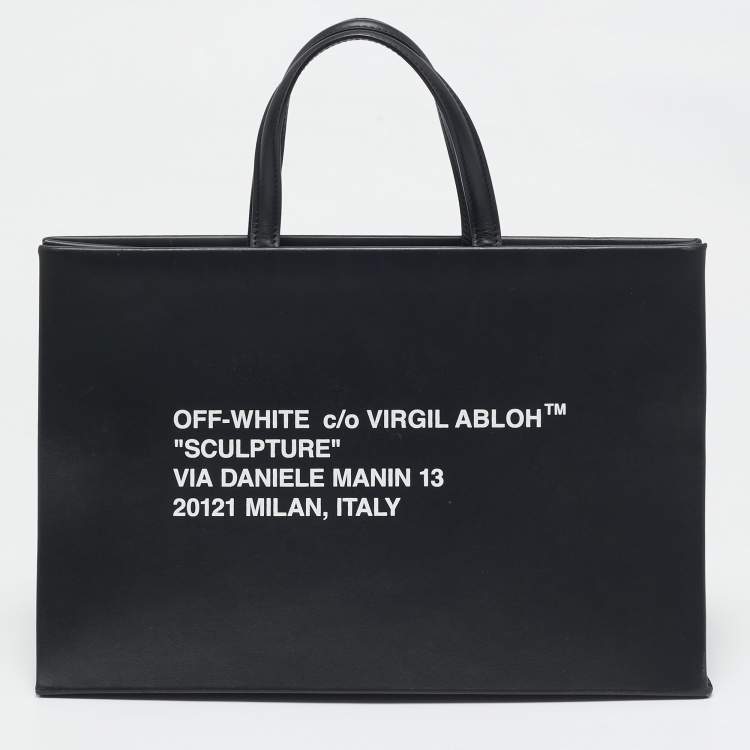 Pre Owned Off-White Black Leather Medium Box Tote