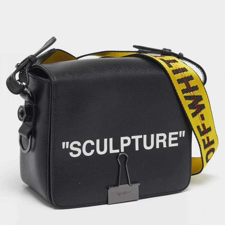 Pre Owned Off-White Black Leather Sculpture Binder Clip Crossbody Bag