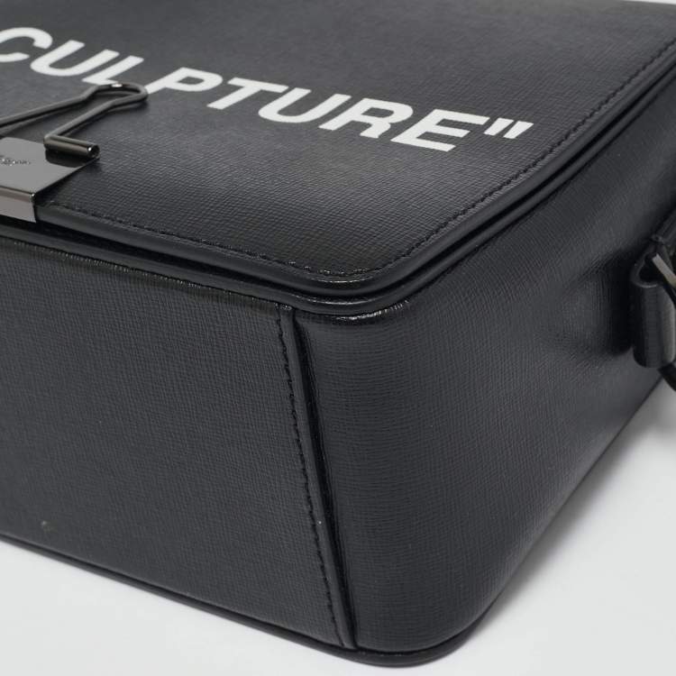 Pre Owned Off-White Black Leather Sculpture Binder Clip Crossbody Bag