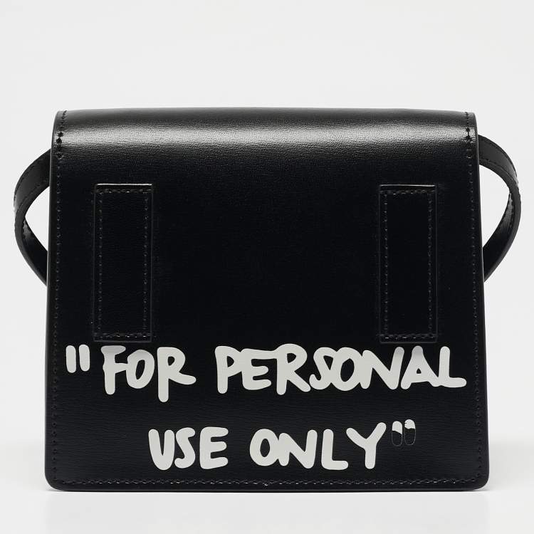Pre Owned Off-White Black Leather Jitney Cash Inside Crossbody Bag