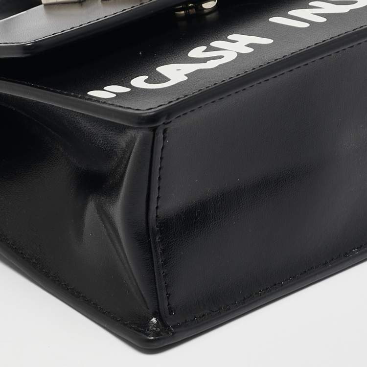 Pre Owned Off-White Black Leather Jitney Cash Inside Crossbody Bag