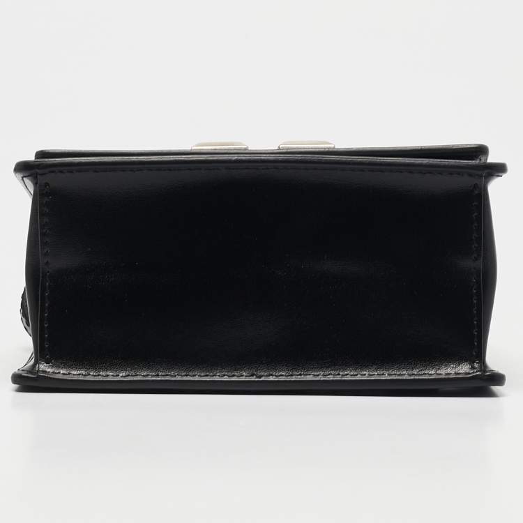 Pre Owned Off-White Black Leather Jitney Cash Inside Crossbody Bag