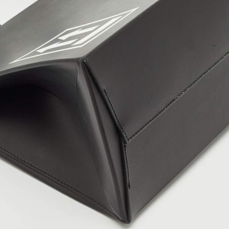 Pre Owned Off-White Black Leather Medium Box Tote