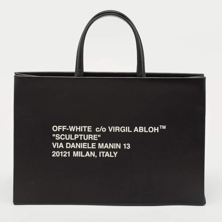 Pre Owned Off-White Black Leather Medium Box Tote