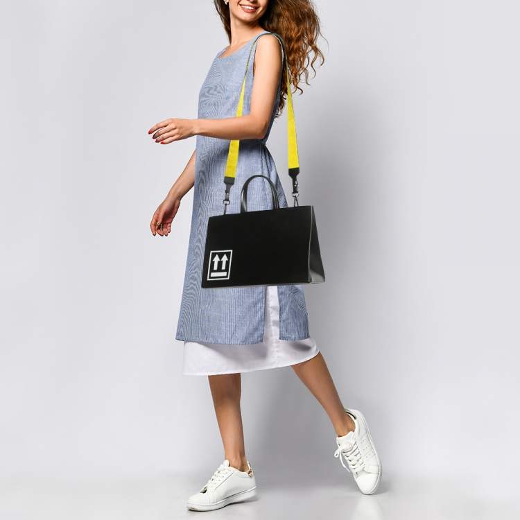 Pre Owned Off-White Black Leather Medium Box Tote