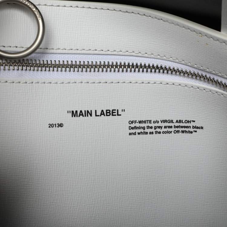 Pre Owned Off-White White Leather Binder Clip 'For Display Only' Tote