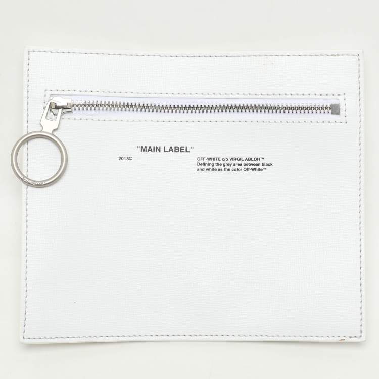 Pre Owned Off-White White Leather Binder Clip 'For Display Only' Tote