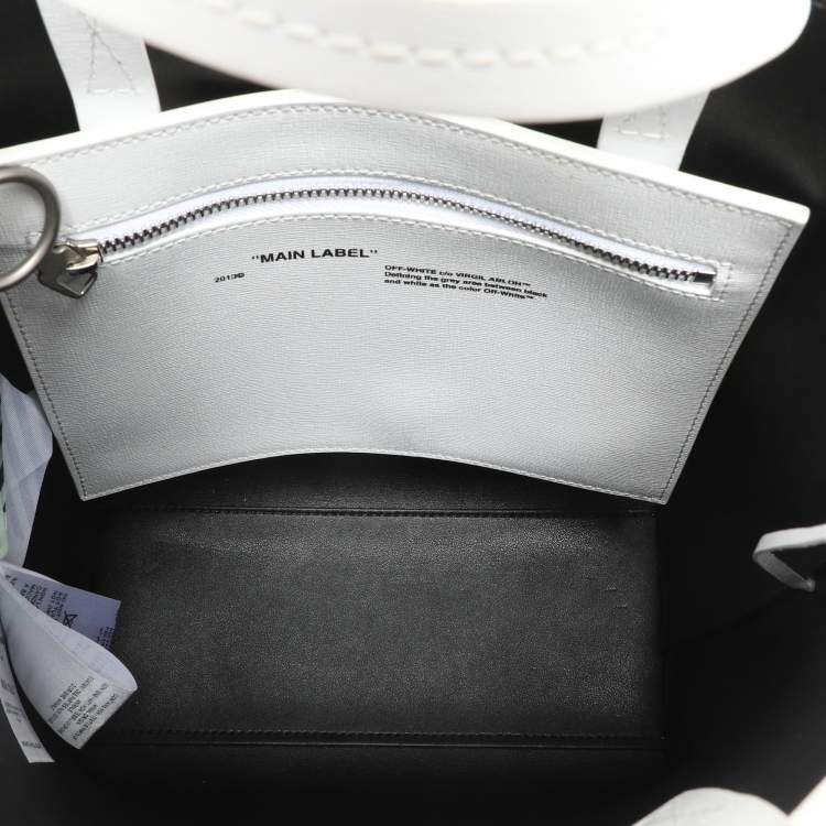 Pre Owned Off-White White Leather Binder Clip 'For Display Only' Tote