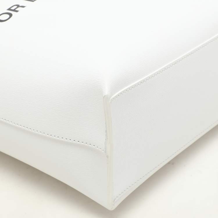 Pre Owned Off-White White Leather Binder Clip 'For Display Only' Tote