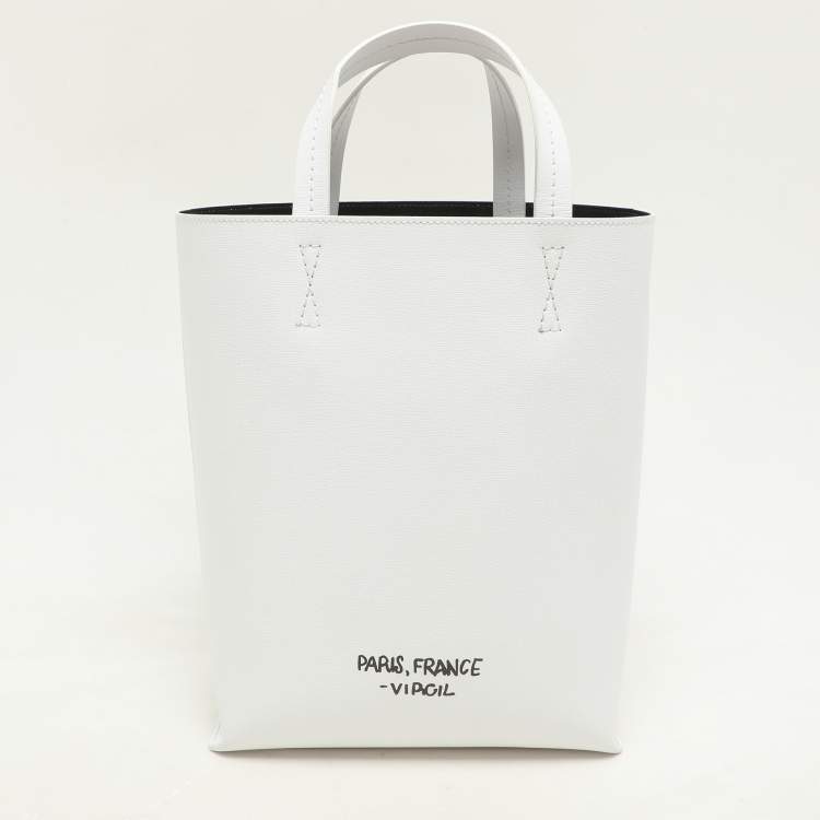 Pre Owned Off-White White Leather Binder Clip 'For Display Only' Tote