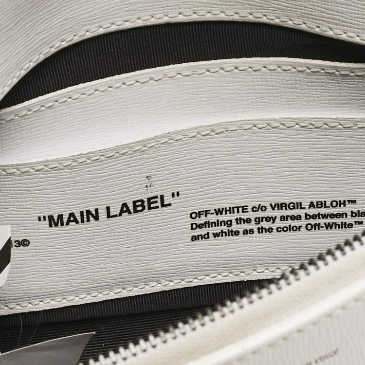 Pre Owned Off-White White/Black Diagonal Print Leather Mini Binder Clip Crossbody Bag