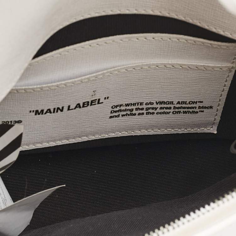 Pre Owned Off-White White/Black Diagonal Print Leather Mini Binder Clip Crossbody Bag