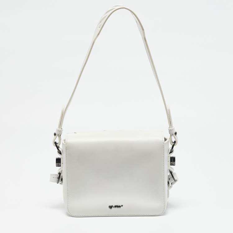 Pre Owned Off-White White Leather Sculpture Binder Clip Crossbody Bag