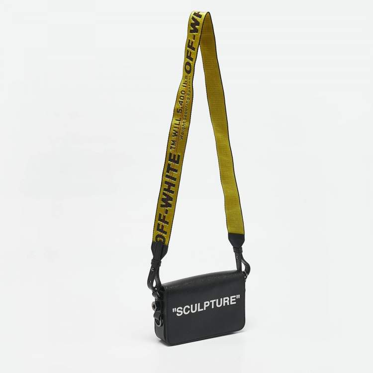 Pre Owned Off-White Black Leather Sculpture Binder Clip Crossbody Bag
