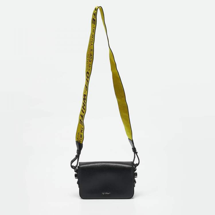 Pre Owned Off-White Black Leather Sculpture Binder Clip Crossbody Bag