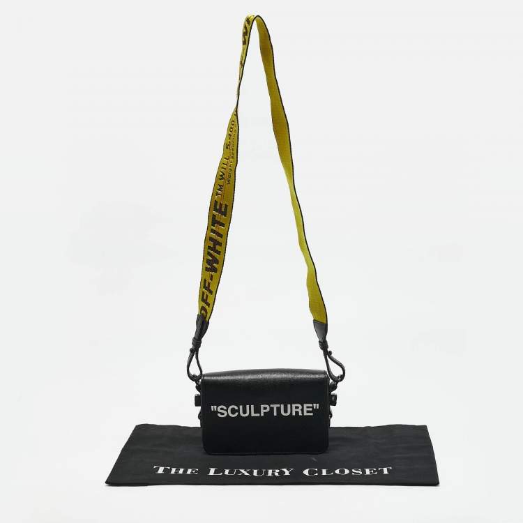 Pre Owned Off-White Black Leather Sculpture Binder Clip Crossbody Bag