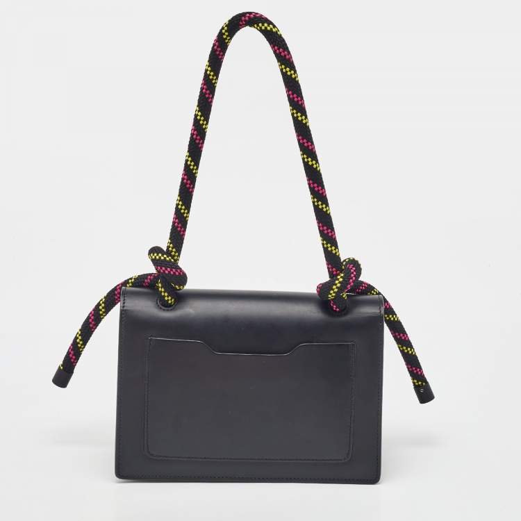 Pre Owned Off-White Black Leather 1.4 Gummy Jitney Top Handle Bag