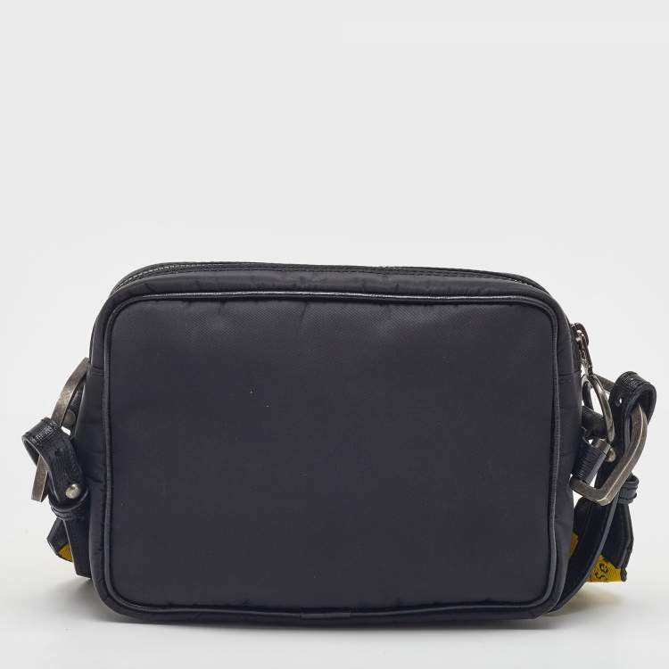 Pre Owned Off-White Black Nylon Logo Webbing Industrial Shoulder Bag