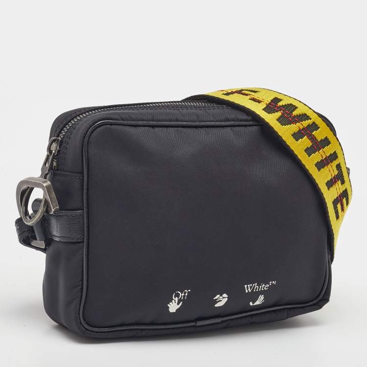 Pre Owned Off-White Black Nylon Logo Webbing Industrial Shoulder Bag