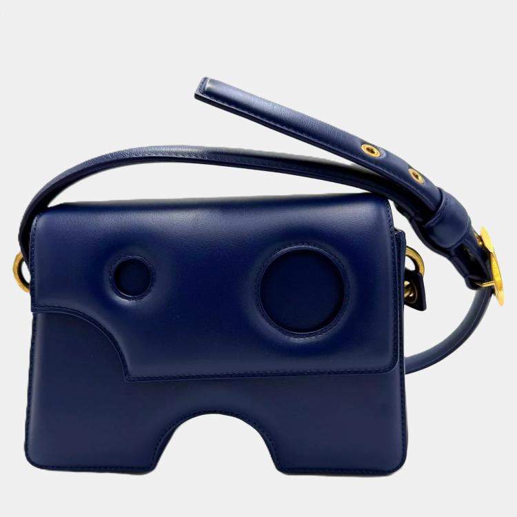 Pre Owned Off-White Burrow 22 Blue Leather Shoulder Bag