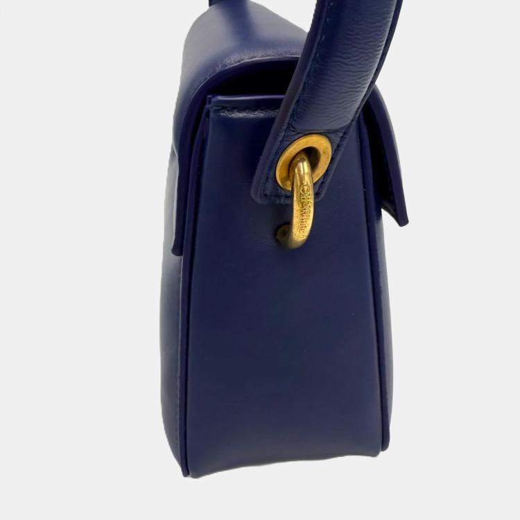 Pre Owned Off-White Burrow 22 Blue Leather Shoulder Bag